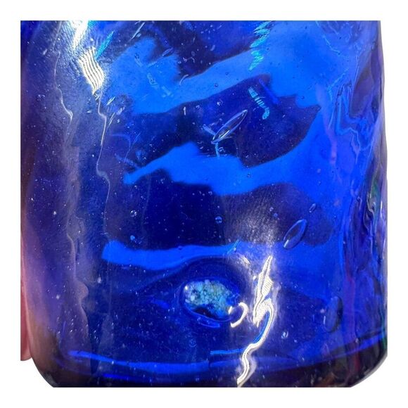 6 handblown spanish cobalt blue glass swirl tumbler set Vintage Art Barware - Picture 5 of 7